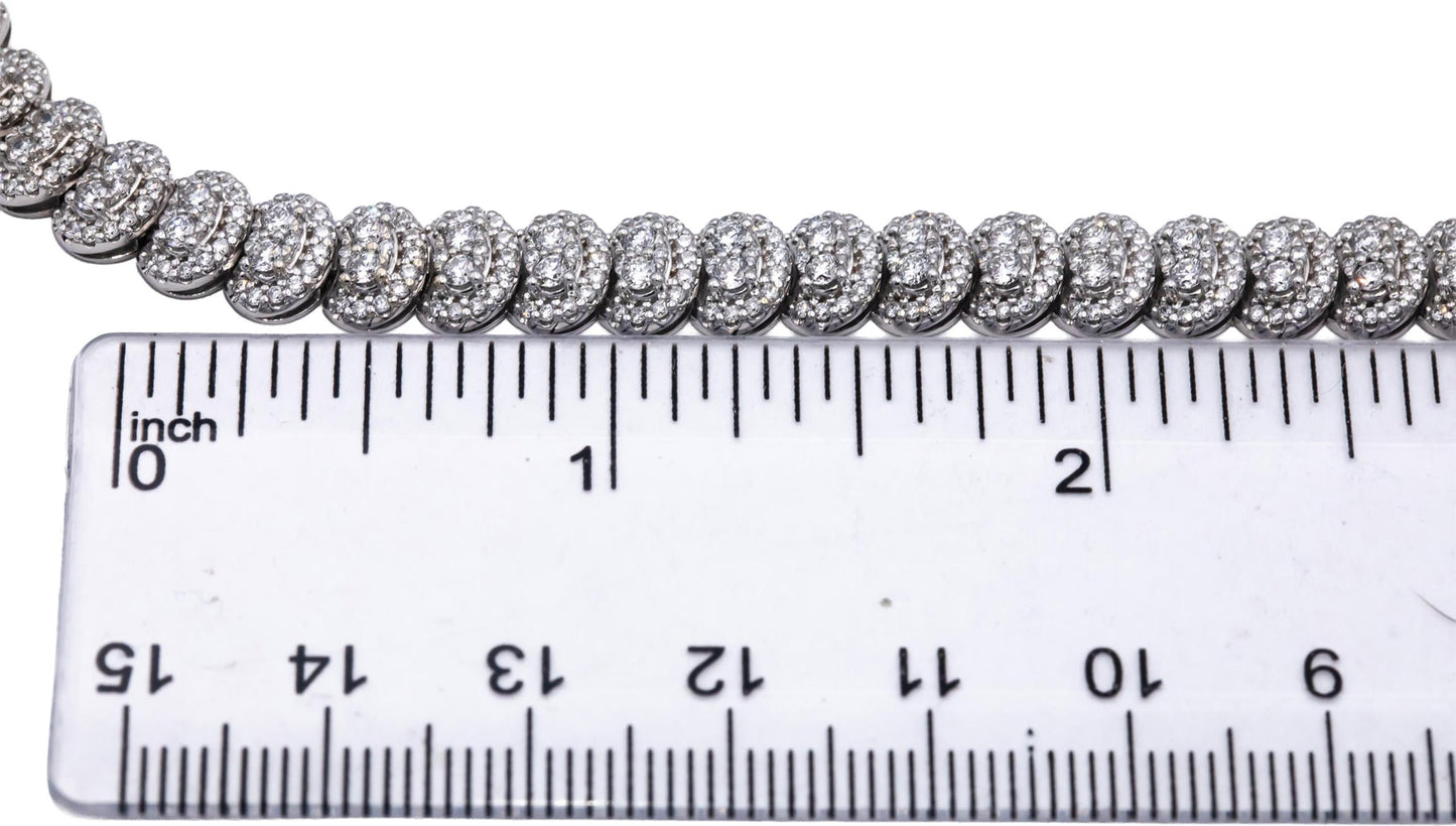 14k White Gold Round Lab-Grown VS Diamond Pave Formal Necklace 10.0CT