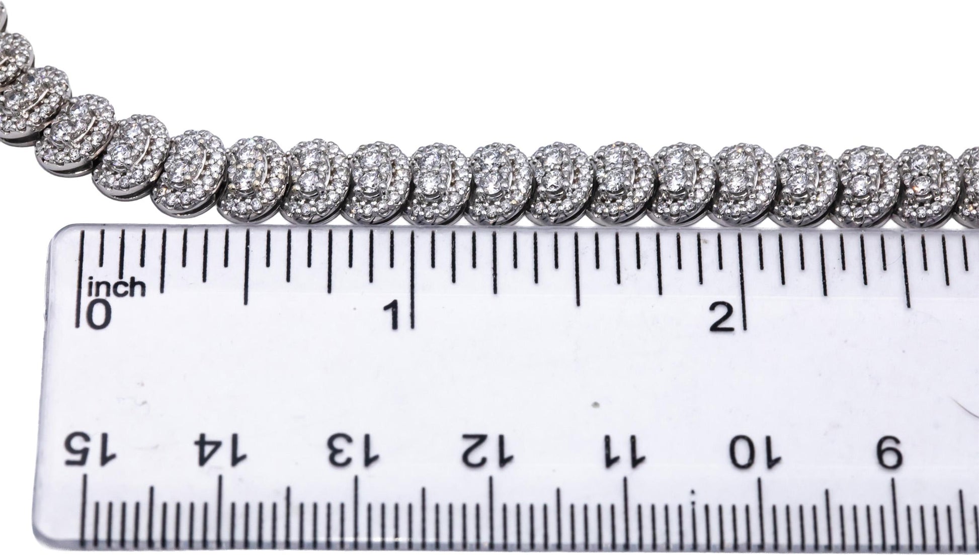 14k White Gold Round Lab-Grown VS Diamond Pave Formal Necklace 10.0CT