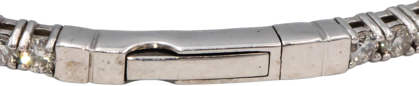 14k White Gold VS Round Diamond Flexible Bangle Bracelet 2.78CT