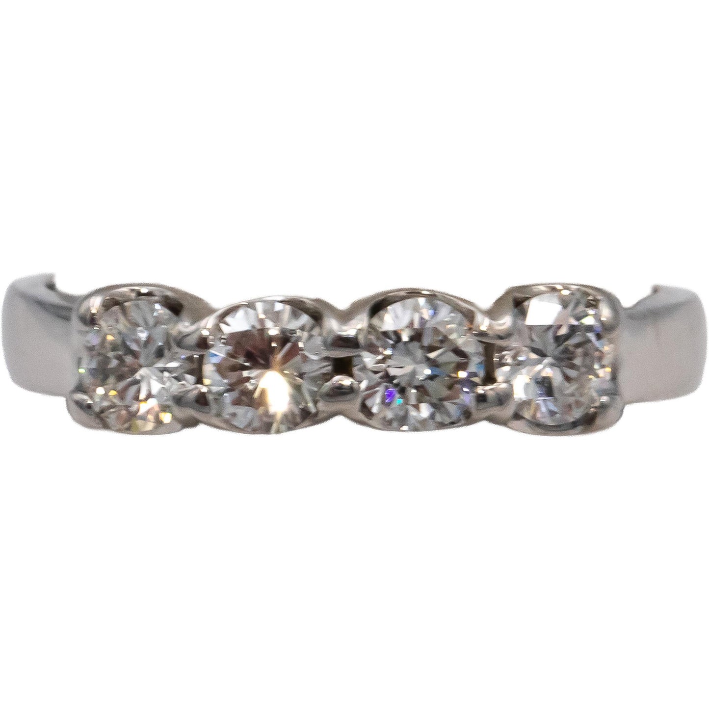 18k White Gold VS Round Diamond Four Stone Band Ring 0.64CT Size 6