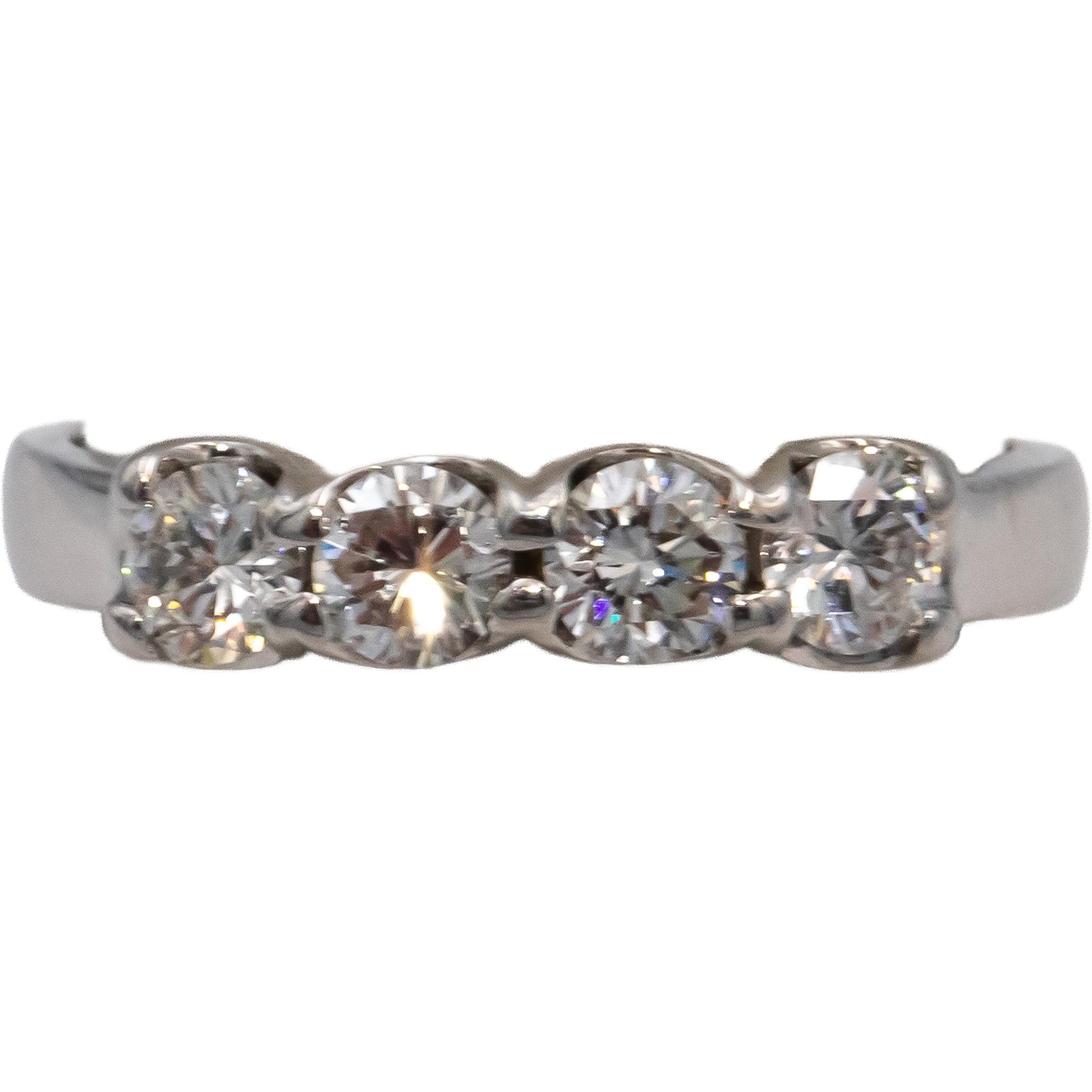 18k White Gold VS Round Diamond Four Stone Band Ring 0.64CT Size 6