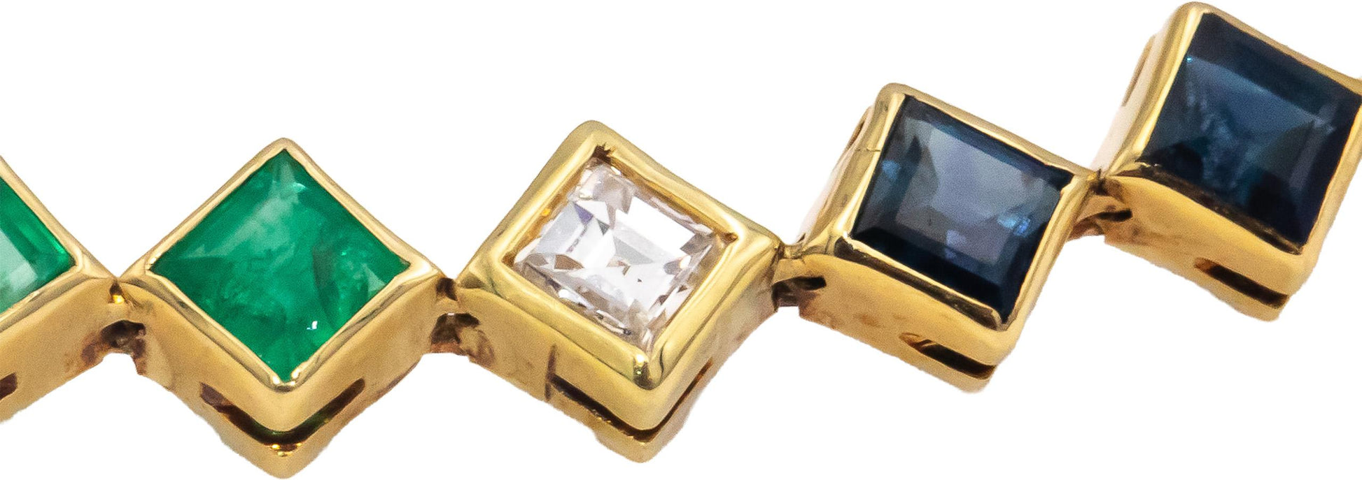 18k Yellow Gold VS Diamond Sapphire Emerald Ruby Fancy Link Bracelet 2.80CT