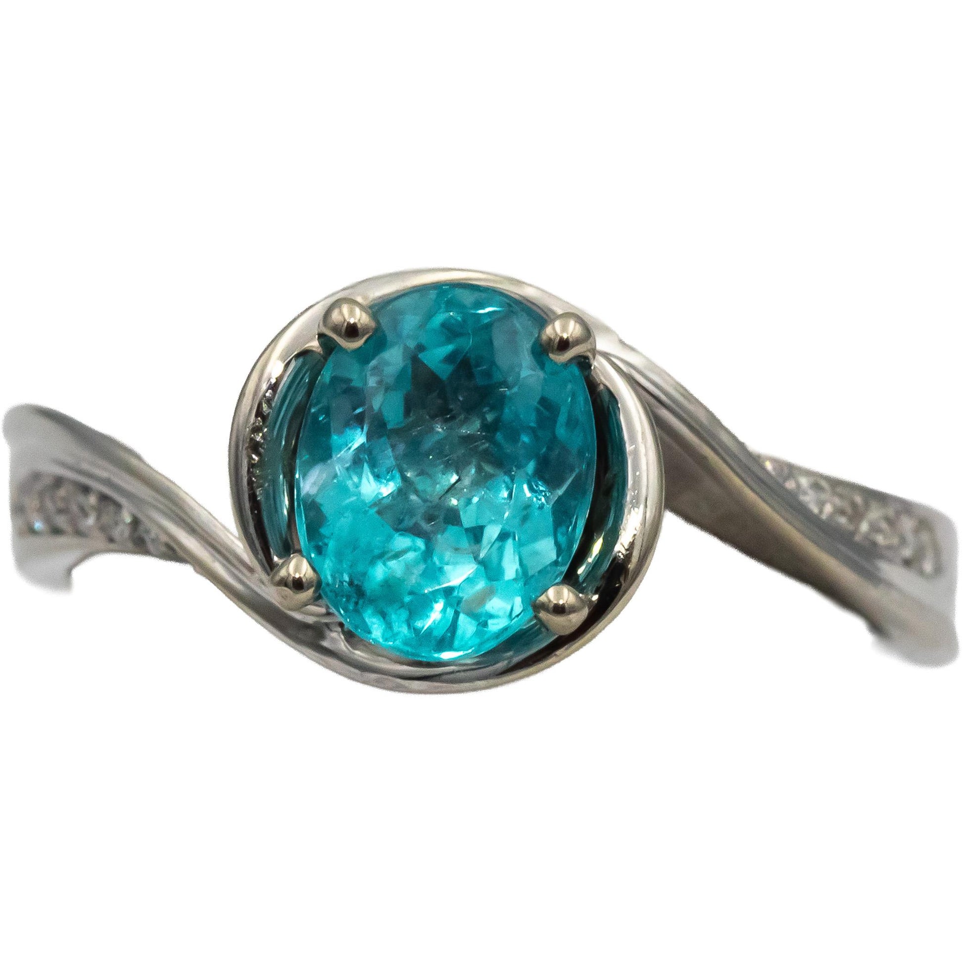 14k White Gold Apatite & VS Diamond Cocktail Ring 1.55CT Size 6.75