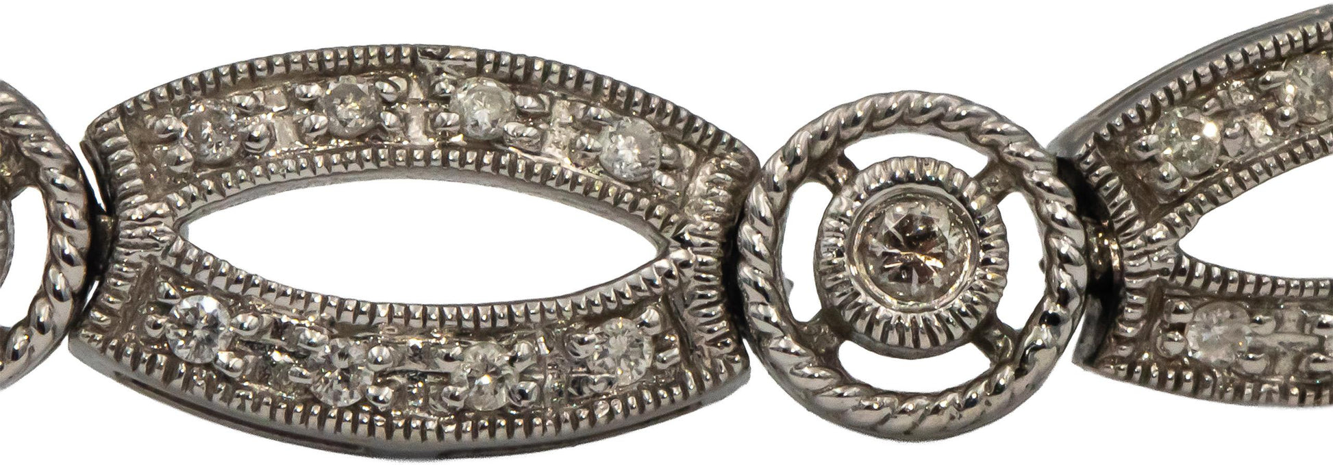 14k White Gold Round Diamond Fancy Link Bracelet 0.75CT