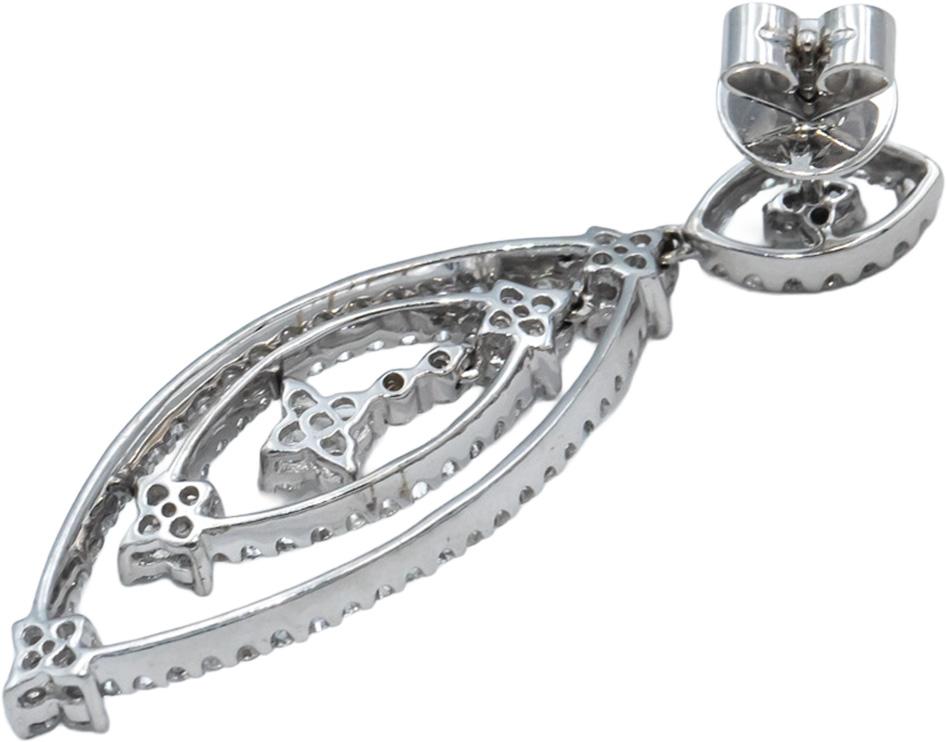 18k White Gold Round Diamond Drop Dangle Earrings 2.20CT