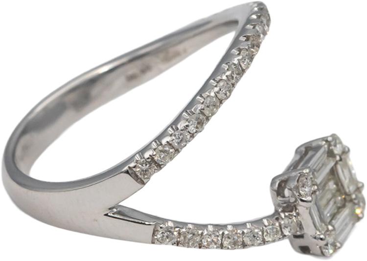 18k White Gold VS Baguette & Round Diamond Abstract Ring 0.60CT Size 7