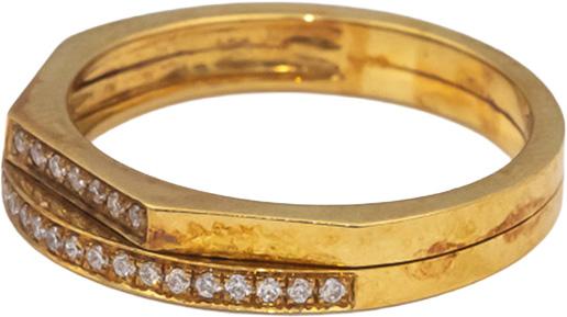 18k Yellow Gold VS Round Diamond Double Band Ring 0.15CT Size 7