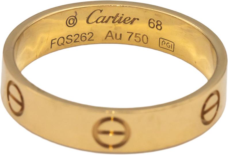 CARTIER 18k Gold Love Collection Screw Motif 5.2mm Ring Size 68 $2160 Retail