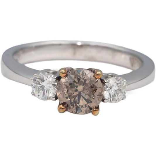 14k White & Rose Gold Round Diamond Three Stone Ring 1.41CT Size 7