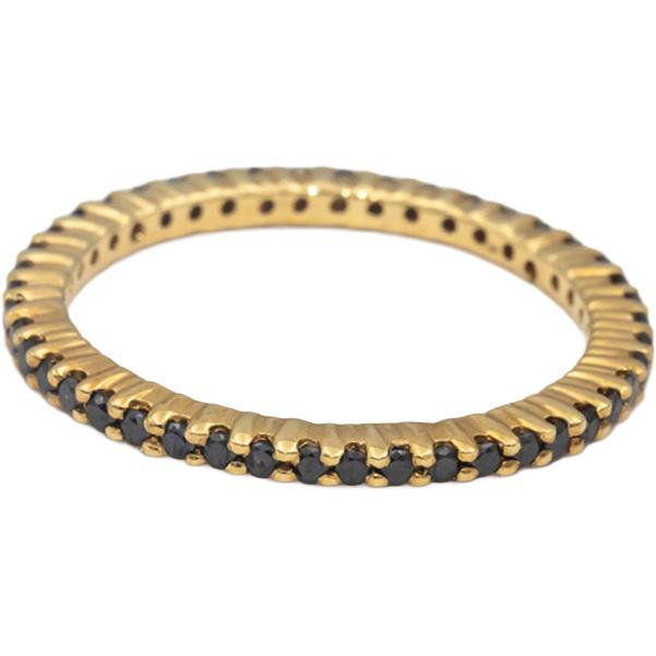 14k Yellow Gold Round Black Diamond Eternity Band Ring 0.50CT Size 6.75