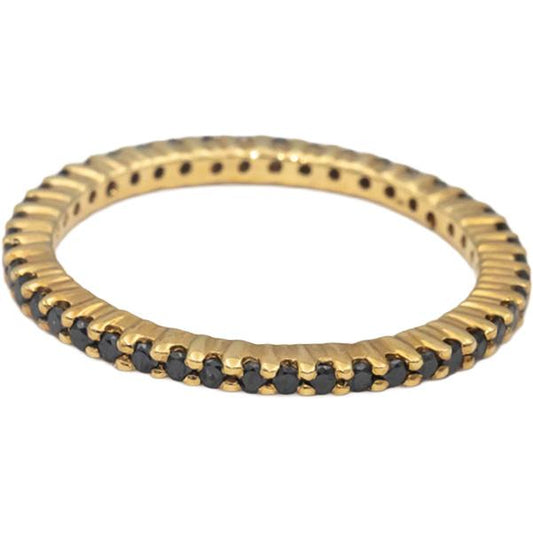 14k Yellow Gold Round Black Diamond Eternity Band Ring 0.50CT Size 6.75