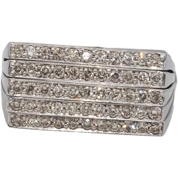 14k White Gold Round Diamond Geometric Multi-Band Ring 0.80CT Size 6.5