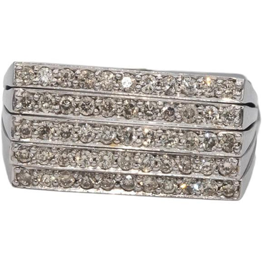 14k White Gold Round Diamond Geometric Multi-Band Ring 0.80CT Size 6.5