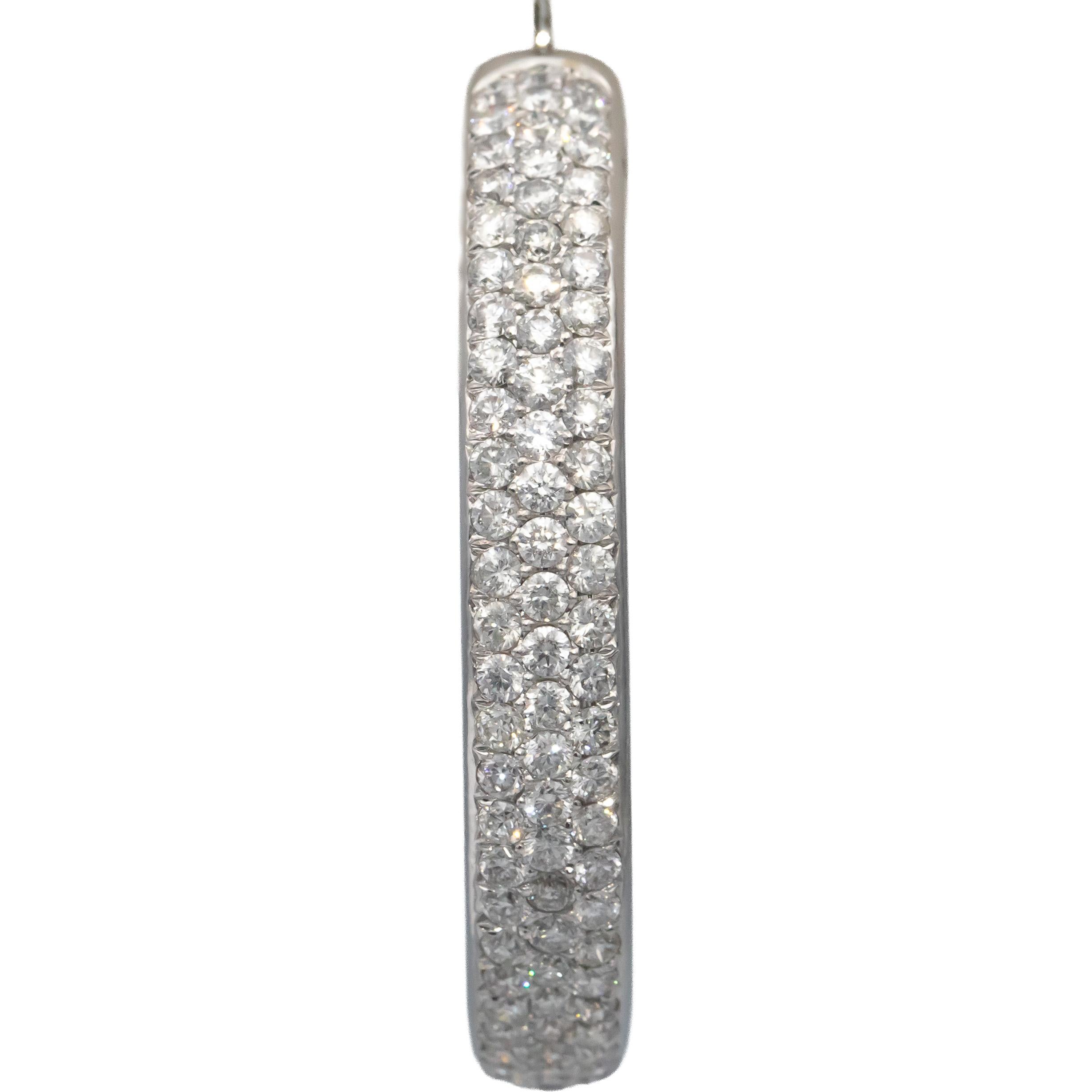14k White Gold VS Round Diamond Cluster Inside Out Hoop Earrings 8.0CTW