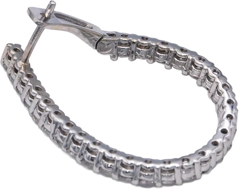 14k White Gold Round Diamond Spiral Hoop Earrings 2.50CT