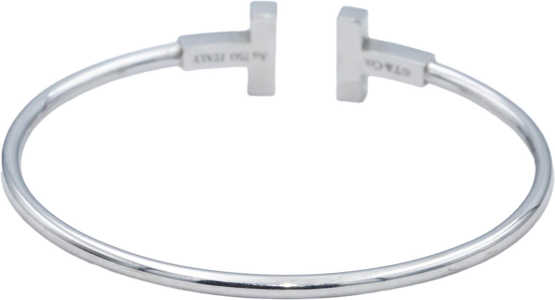 TIFFANY & CO. 18k White Gold VS Diamond & Enamel Tiffany T Bracelet .11CT $5200