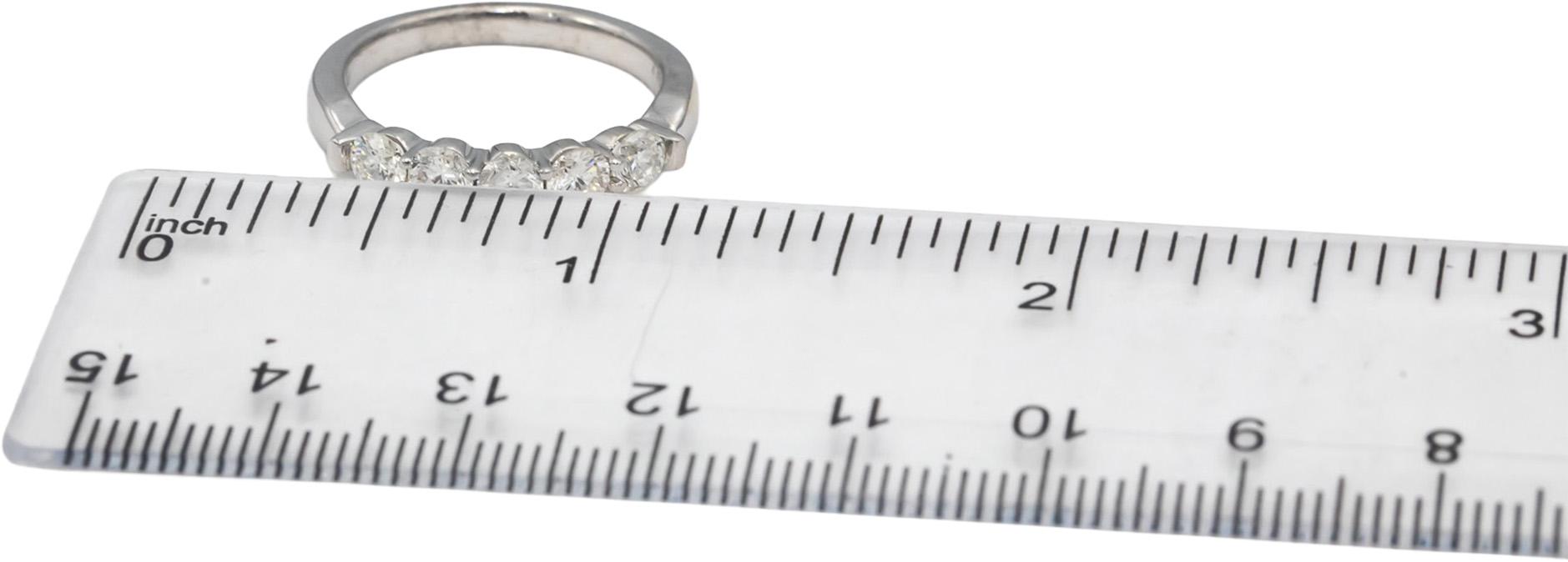 14k White Gold Round Diamond Five Stone Band Ring 0.75CT Size 7