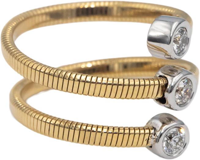 14k White & Yellow Gold Round Diamond Wire Wrap Bypass Ring 0.26CT Size 6