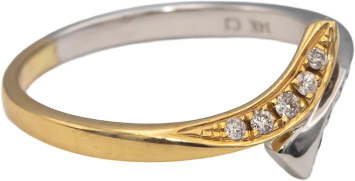 14k White & Yellow Gold Round Diamond Bypass Ring 0.15CT Size 7.25