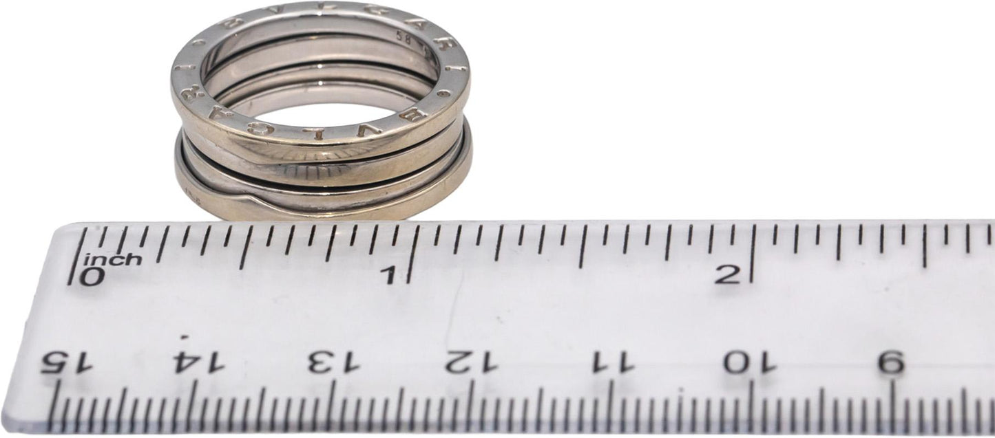BVLGARI Designer 18k White Gold B.zero1 Four-Band Ring Size 8.5 Euro 58