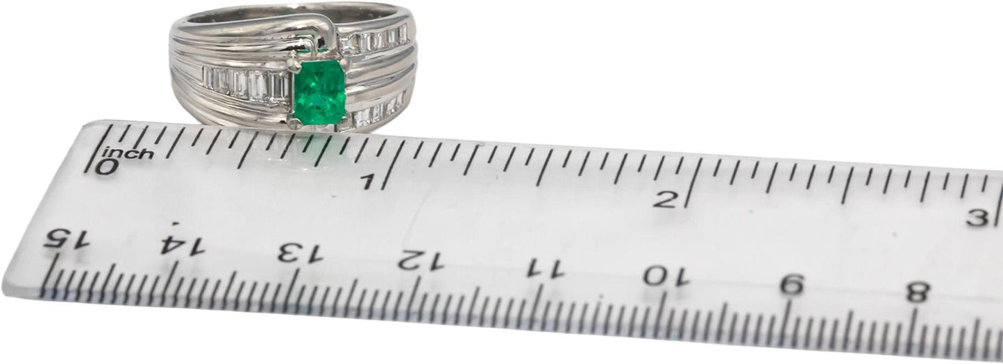 Platinum VS Diamond & Emerald Cocktail Ring 1.34CT Size 7.75