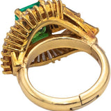 GIA Certified 14k Yellow Gold Colombian Emerald & Diamond Ring 4.0CTW Size 4.75