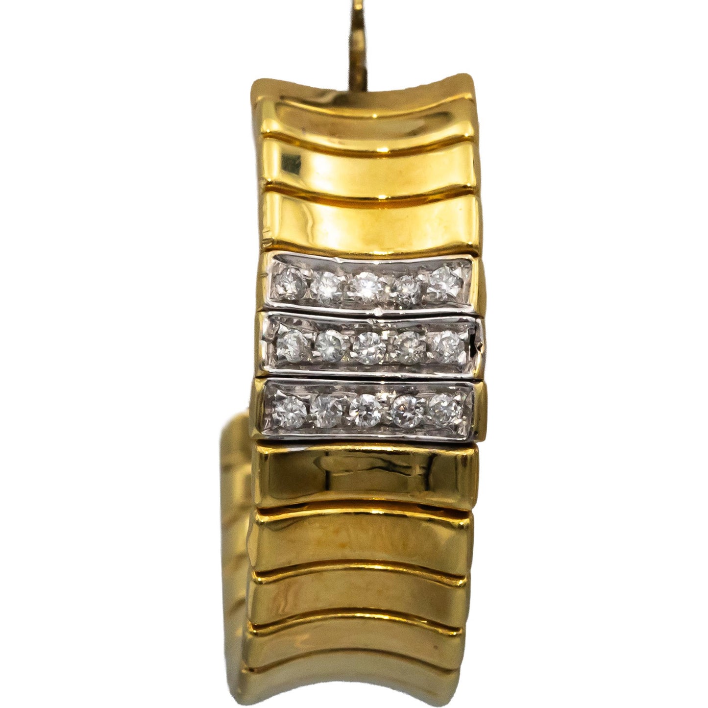 CHIMENTO 18k Yellow & White Gold Round VS Diamond Hoop Earrings 0.15CT