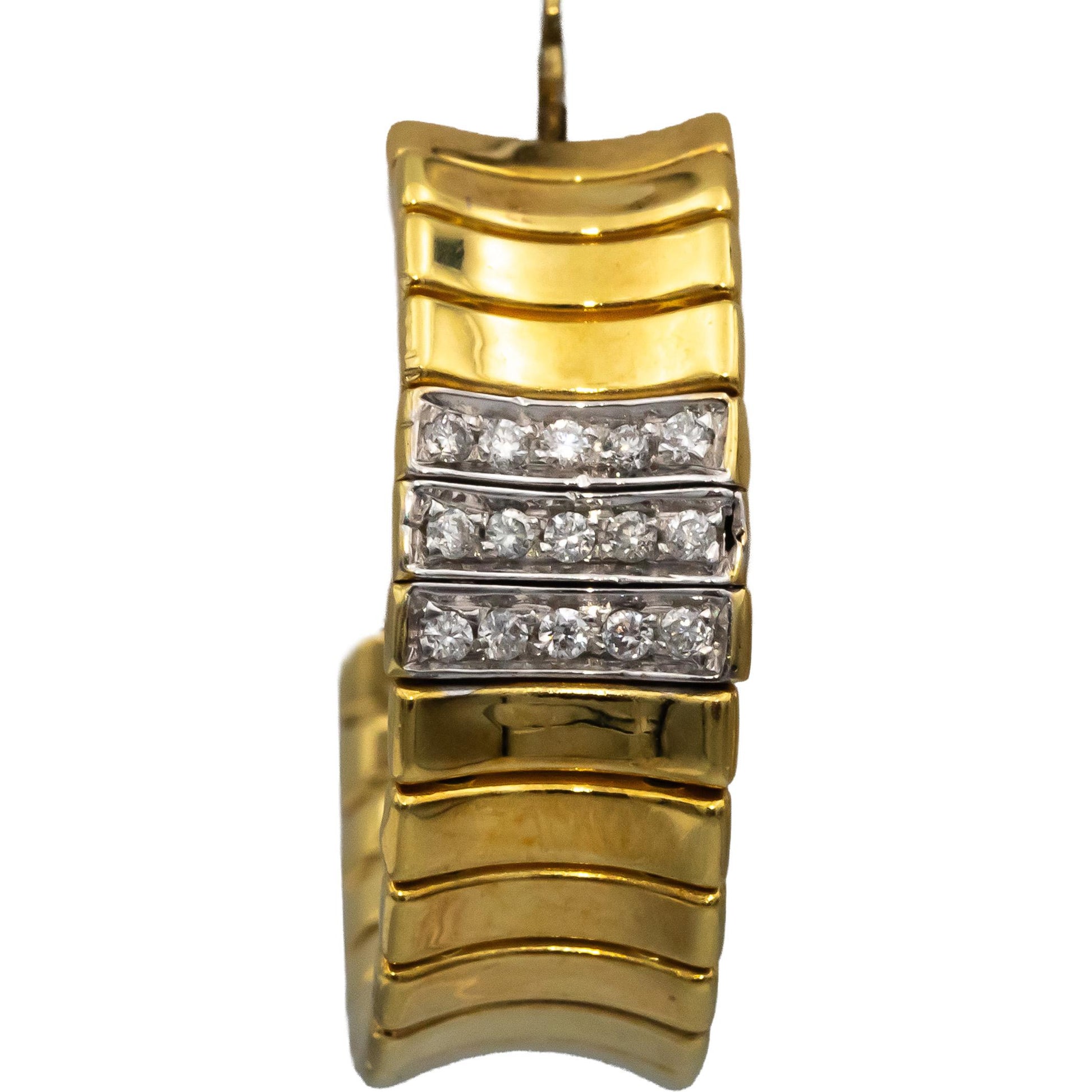 CHIMENTO 18k Yellow & White Gold Round VS Diamond Hoop Earrings 0.15CT