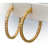 10k Yellow Gold Round Diamond Inside Out Hoop Earrings 5.0CT