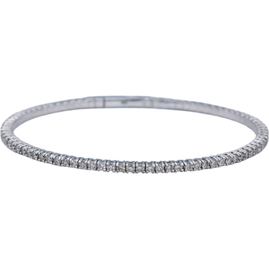 18k White Gold Round Diamond Flexible Bangle Bracelet 2.51CT