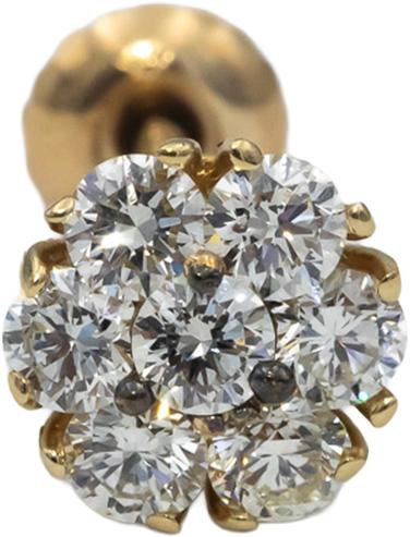 14k Yellow Gold VS Round Diamond Cluster Flower Stud Screw Back Earrings 1.24CT