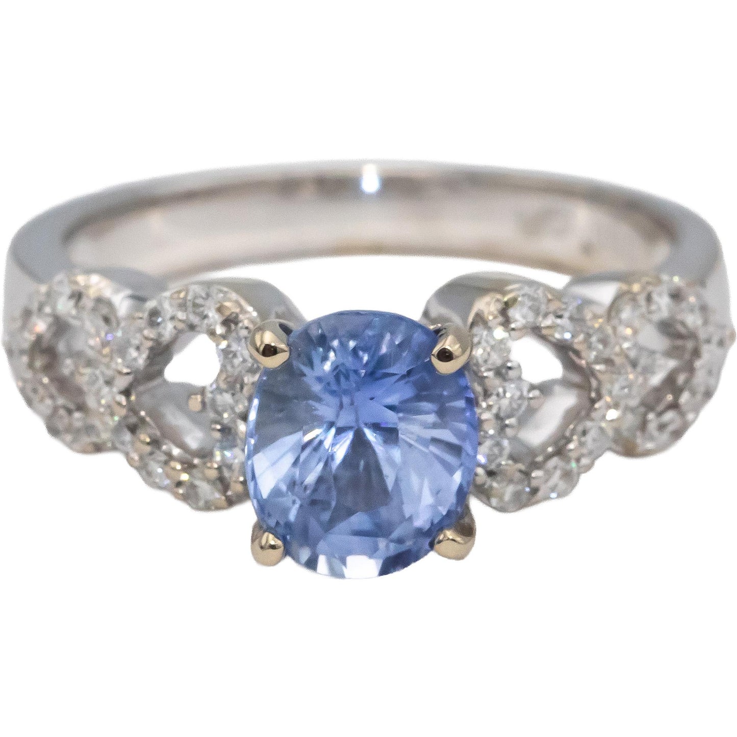 18k White Gold Blue Sapphire & Diamond Heart Cocktail Ring 1.99CTW Size 6.75