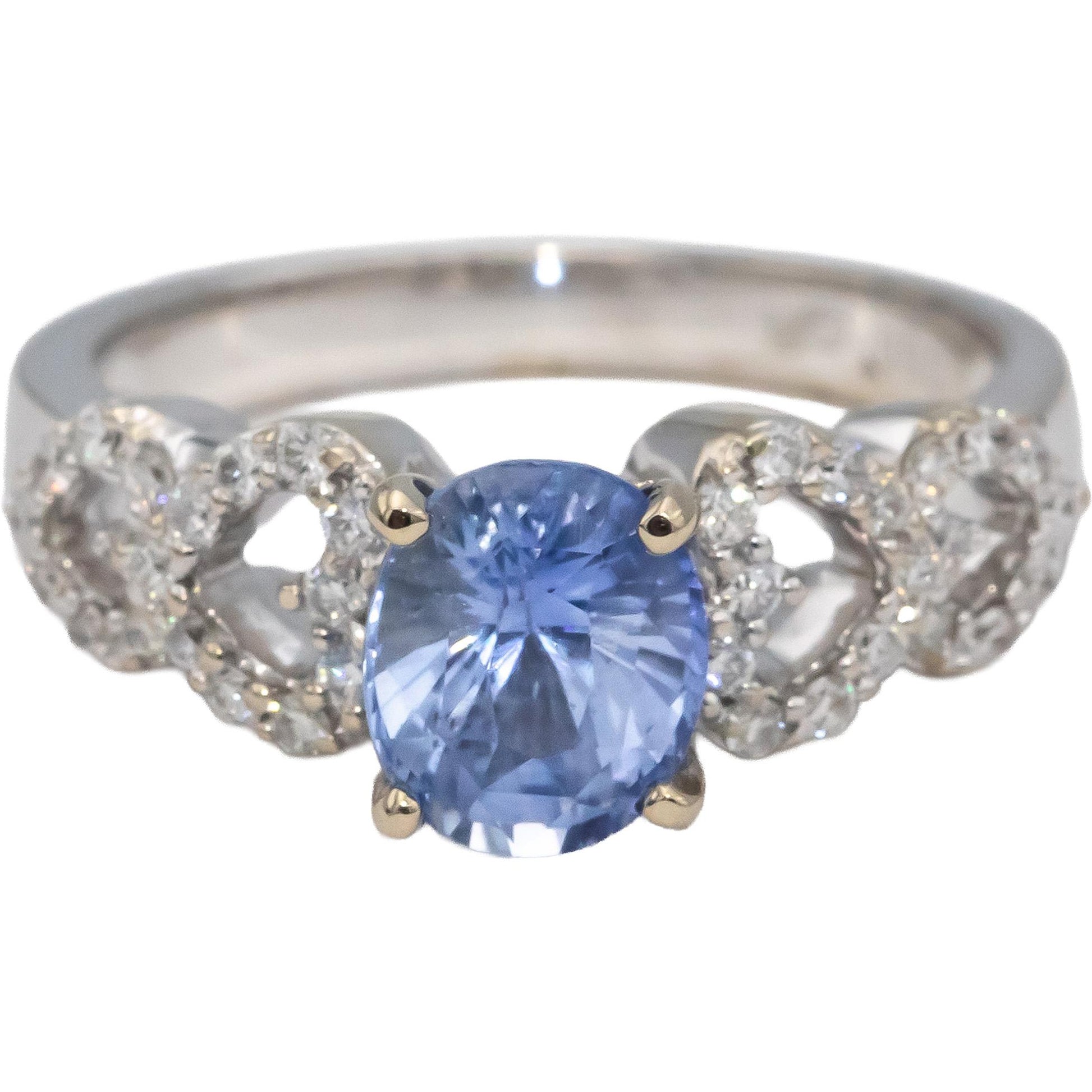 18k White Gold Blue Sapphire & Diamond Heart Cocktail Ring 1.99CTW Size 6.75