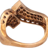 10k Rose Gold Round Diamond Cluster Bypass Ring 0.33CT Size 6