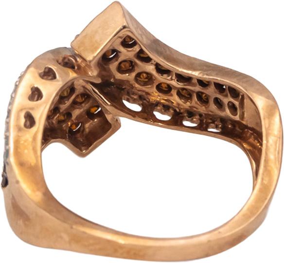 10k Rose Gold Round Diamond Cluster Bypass Ring 0.33CT Size 6