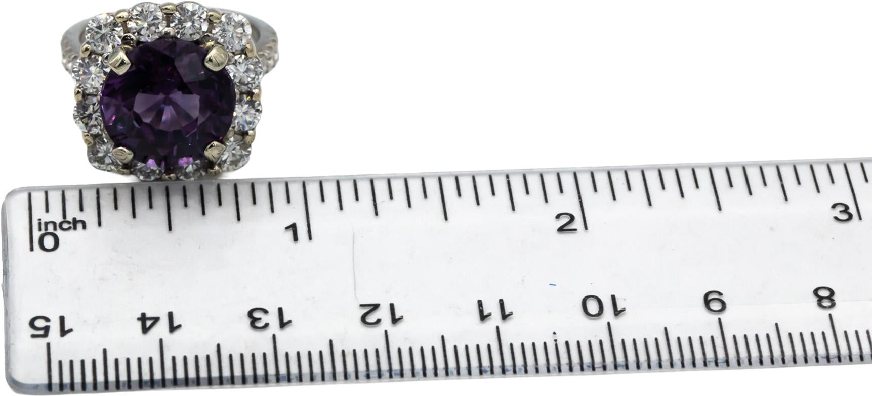 GIA 18k White Gold Lab-Grown Sapphire & Diamond Ring 11.0CT Size 6.75