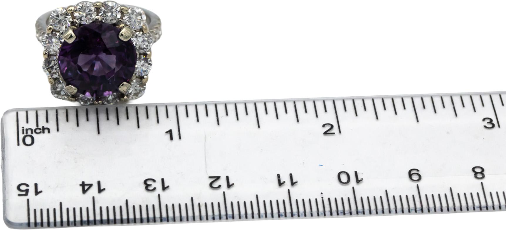 GIA 18k White Gold Lab-Grown Sapphire & Diamond Ring 11.0CT Size 6.75
