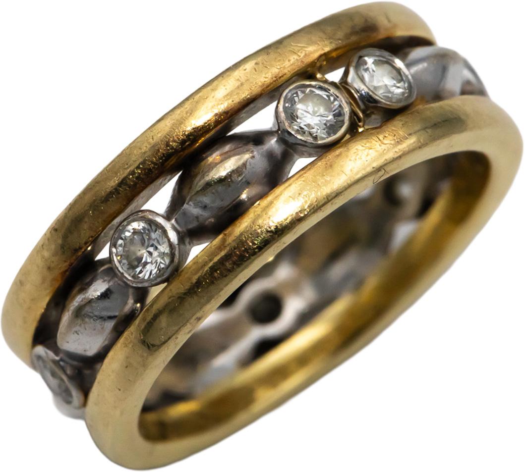 Vintage Antique 14k Yellow & White Gold VS Diamond Eternity Ring 0.32CT Size 5