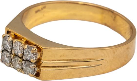 18k Yellow Gold VS Round Diamond Men's Ring 0.41CT Size 8
