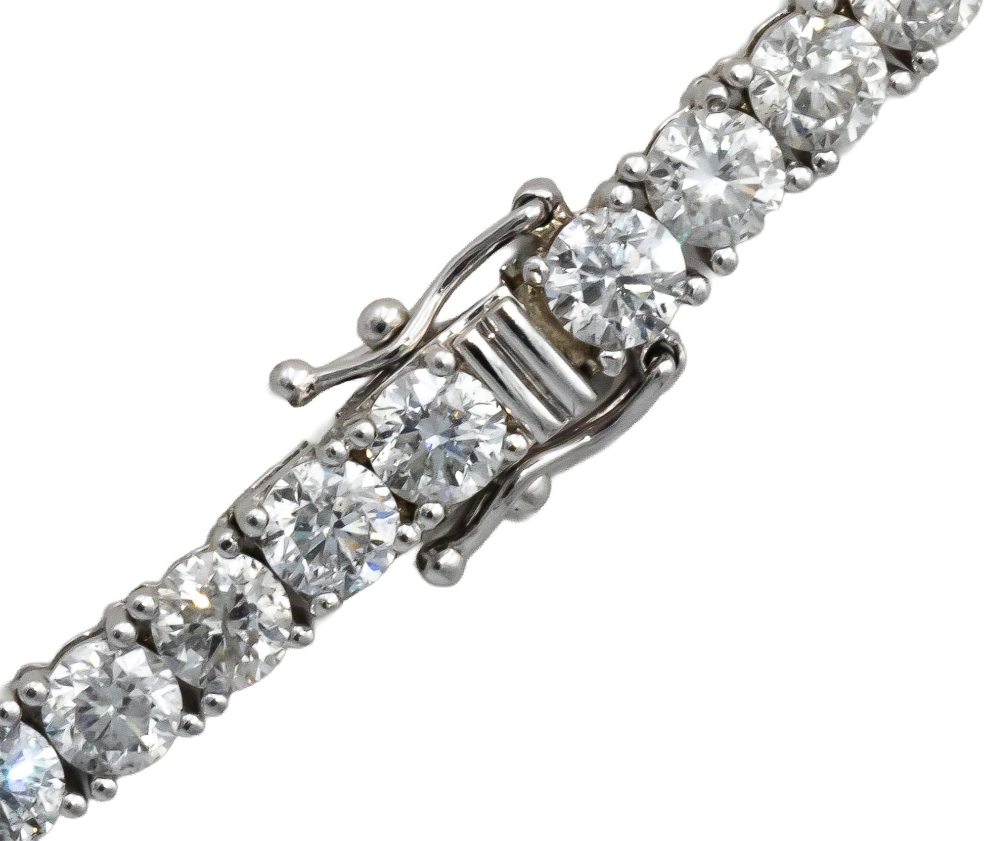 14k White Gold Round Diamond Tennis Necklace 29.81CT