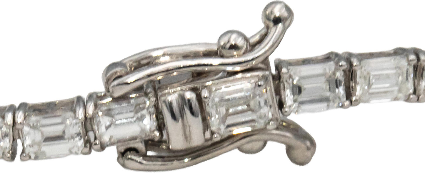14k White Gold VS Emerald Cut Tennis Bracelet 5.64CT