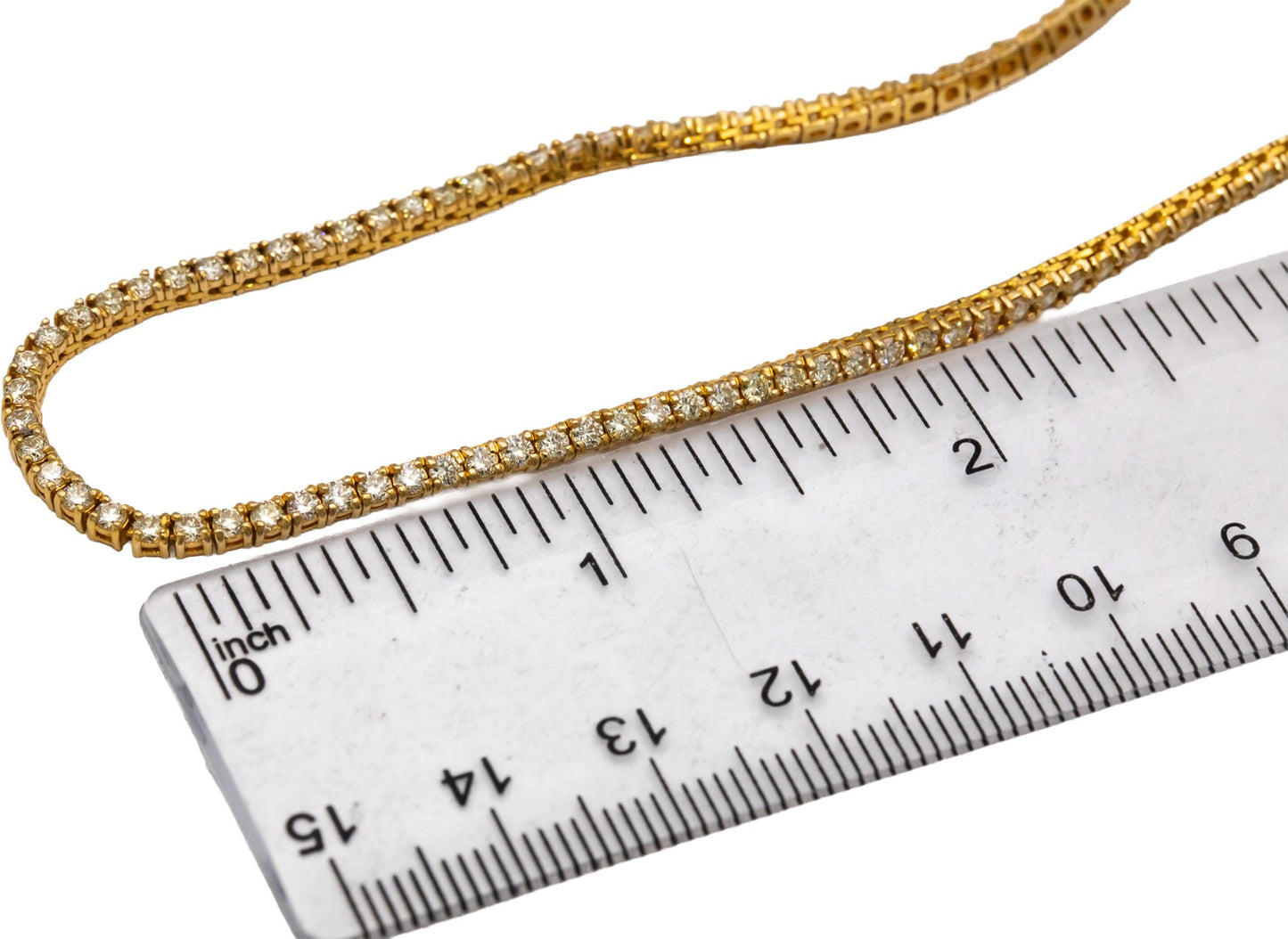 14k Yellow Gold VS Round Diamond Tennis Necklace 6.50CT