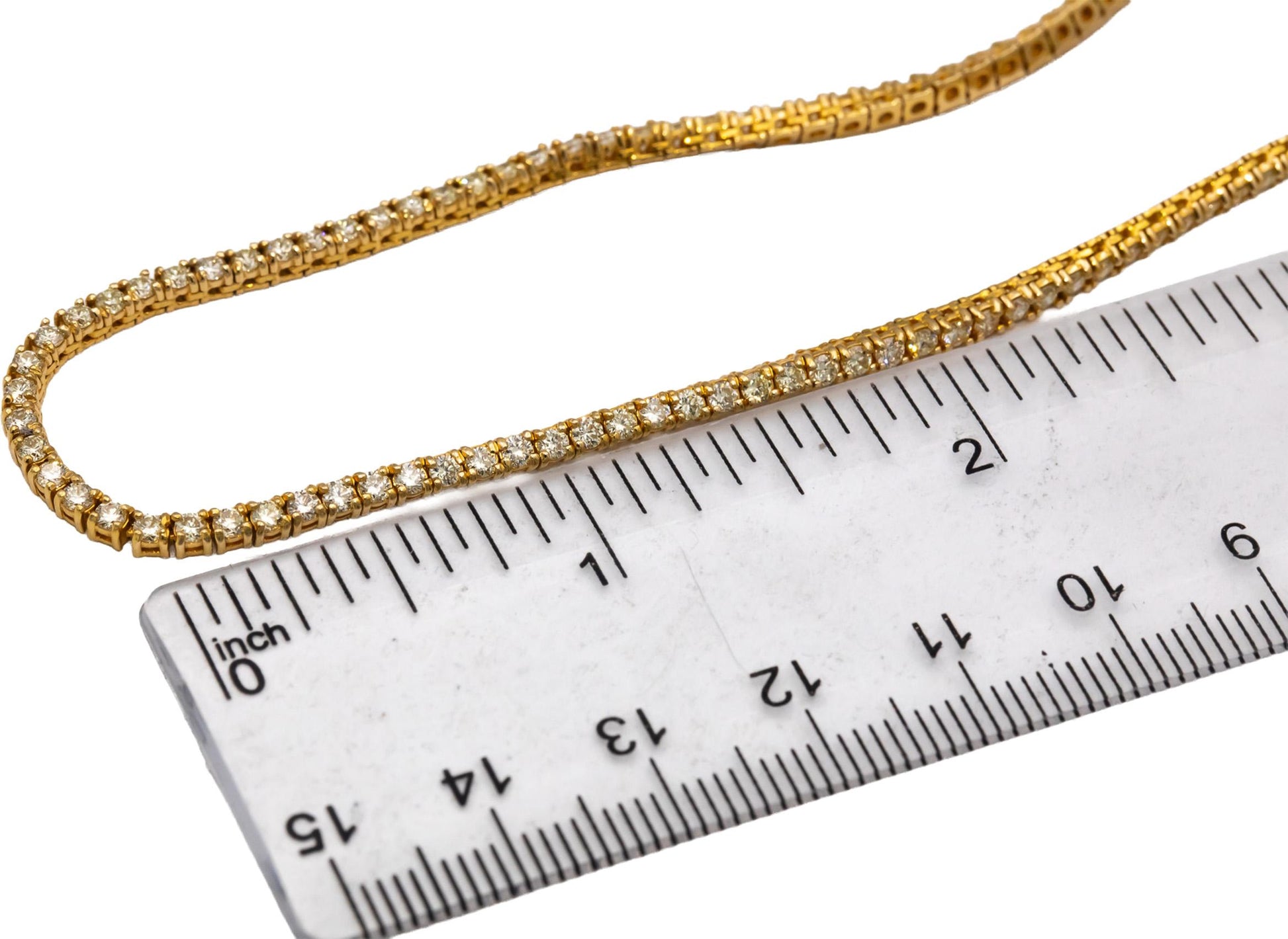 14k Yellow Gold VS Round Diamond Tennis Necklace 6.50CT