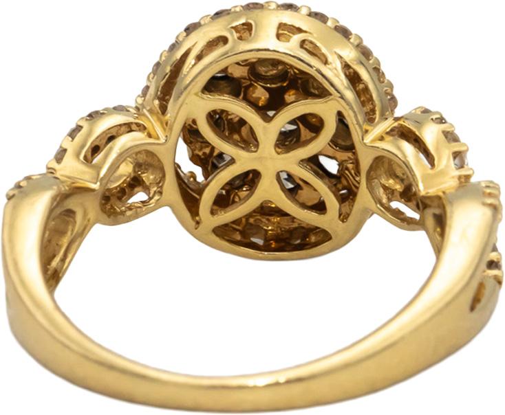 LE VIAN 14k Rose Gold White and Chocolate Diamond Cluster Ring 1.0CT Size 7