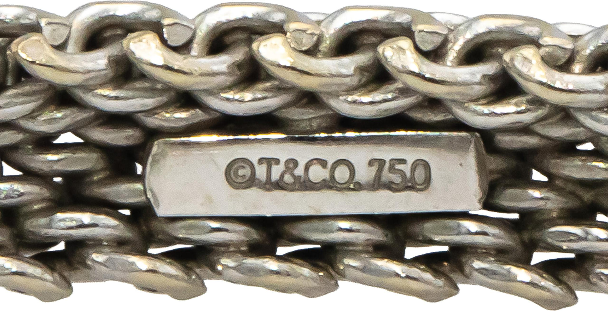 TIFFANY & CO. 18k White Gold Somerset Mesh Bangle Bracelet