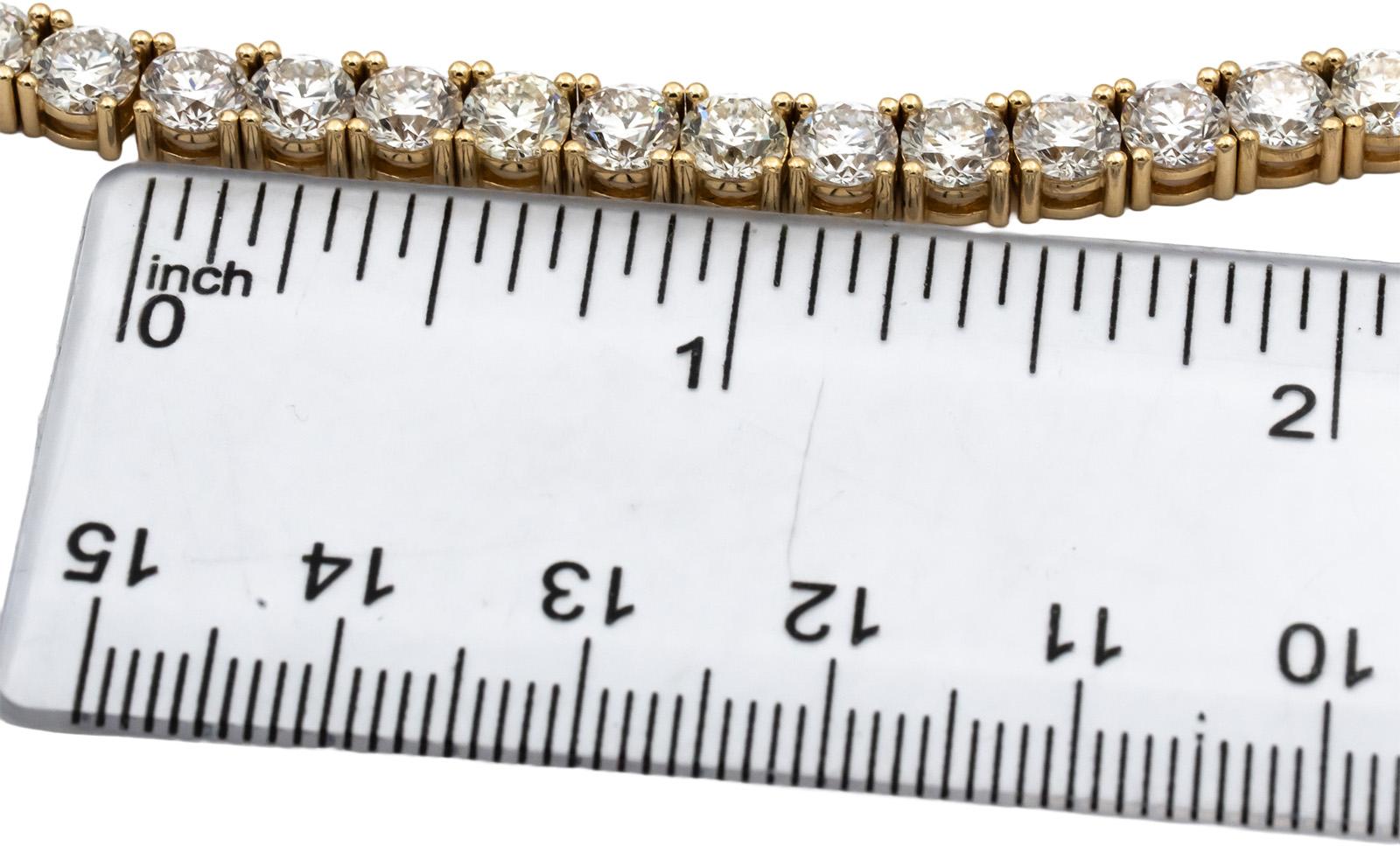 14k Yellow Gold Round Diamond Tennis Necklace 36.55CT