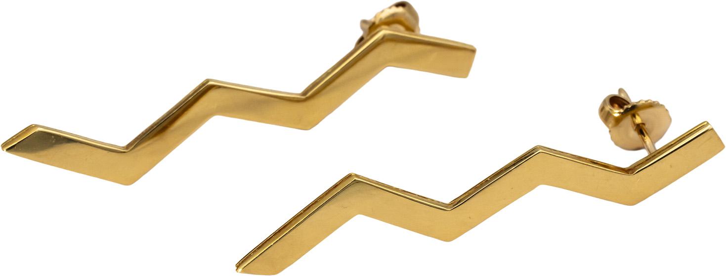 TIFFANY & CO. Vintage 18k Yellow Gold Paloma Picasso Zig Zag Stud Earrings