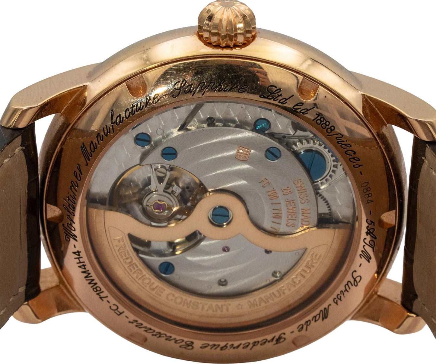 FREDERIQUE CONSTANT 18k Rose Gold Plated Classics Worldtimer Watch FC-718WM4H4