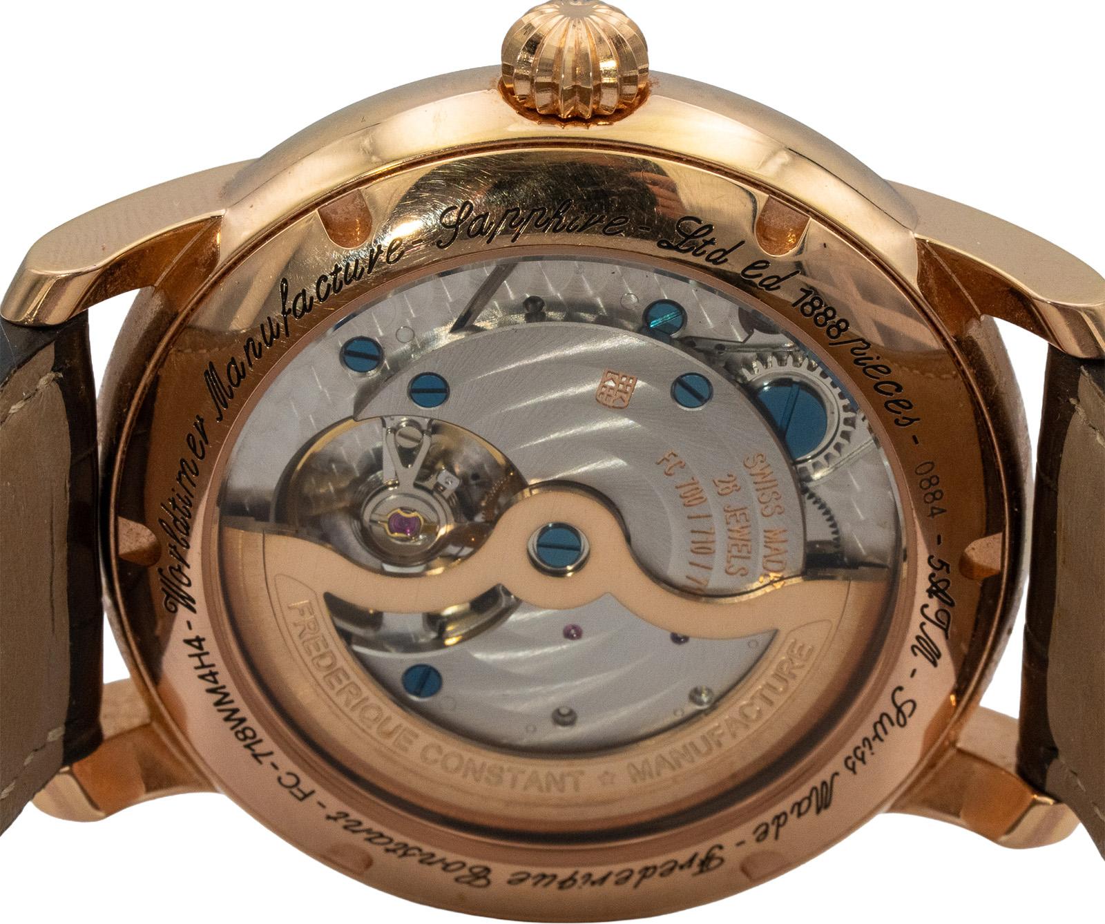 FREDERIQUE CONSTANT 18k Rose Gold Plated Classics Worldtimer Watch FC-718WM4H4