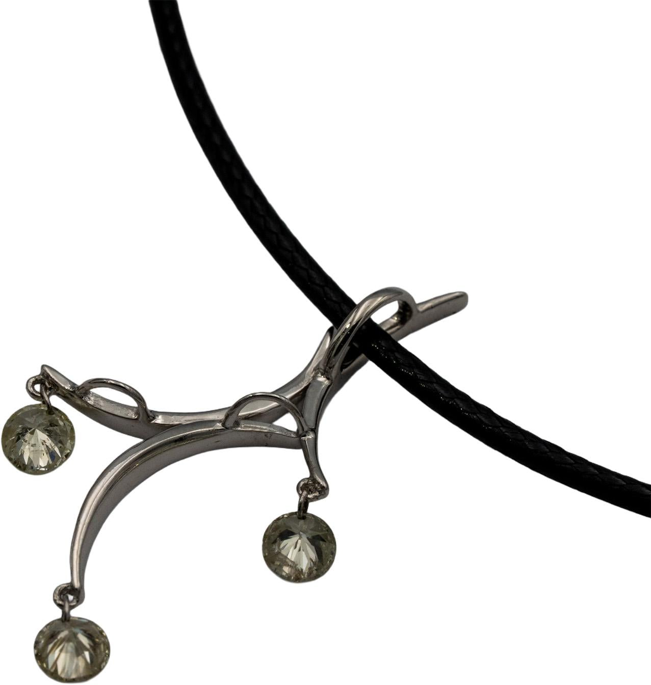 14k White Gold Round Diamond Dangle Pendant Necklace 0.73CT